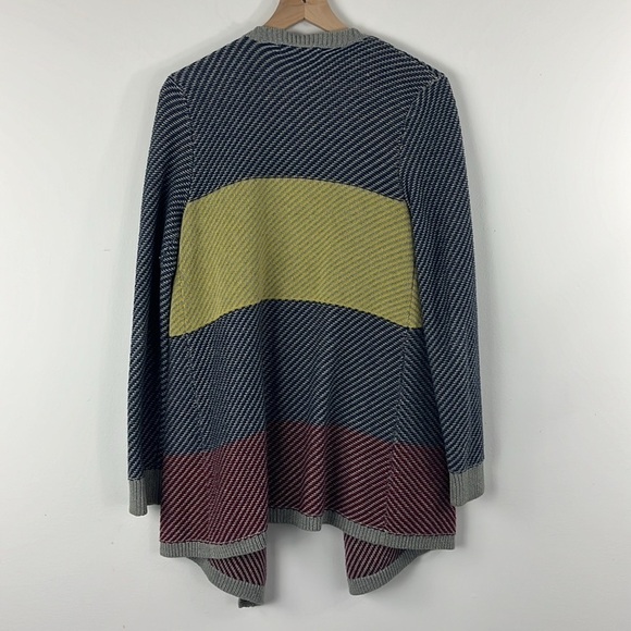 Cabi Colorblock Blanket Open Front Waterfall Cardigan Sweater Womens Size M Fall - Picture 2 of 9